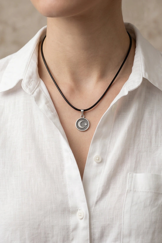 Silver Crescent Moon and Star Necklace