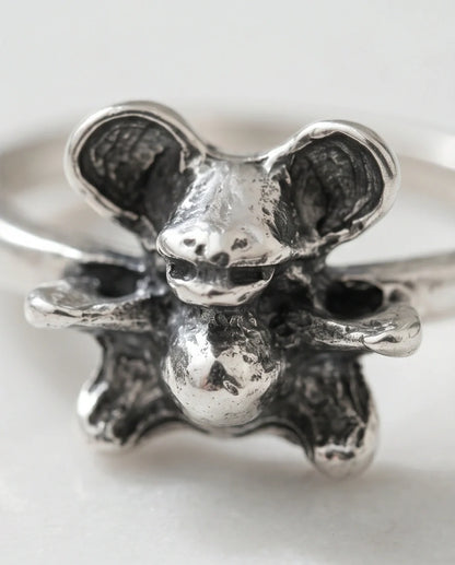 Vintage Silver Teddy Bear Statement Ring