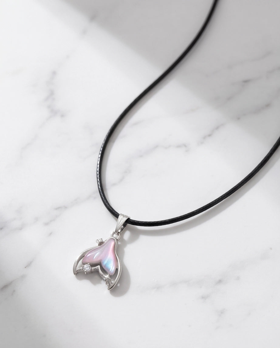 Iridescent Mermaid Tail Pendant Necklace