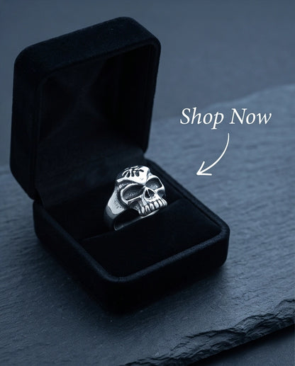 Spider Emblem Skull Signet Ring