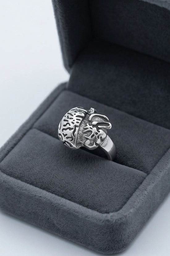Gothic Sterling Silver Brain and Heart Split Ring