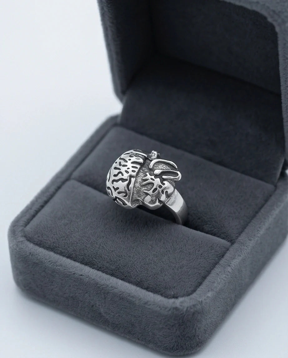 Gothic Sterling Silver Brain and Heart Split Ring