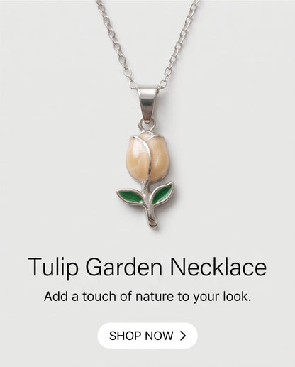 Silver Yellow Enamel Tulip Pendant Necklace