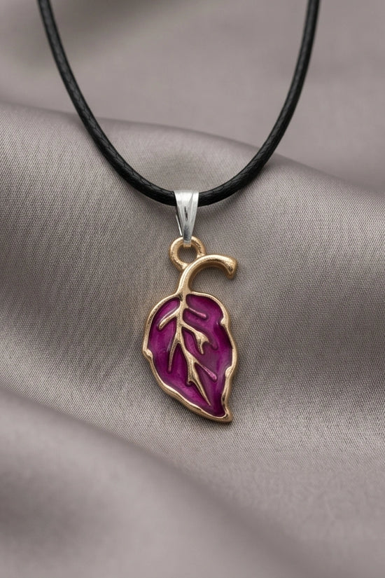 Orchid Purple Botanical Leaf Pendant