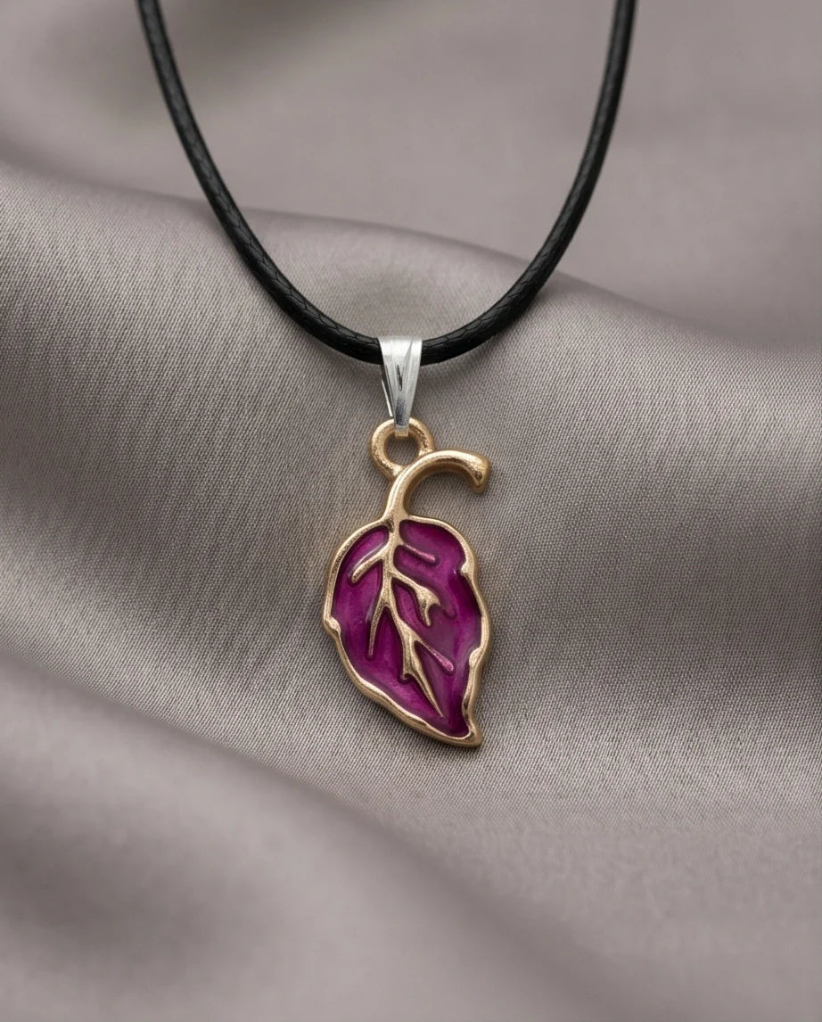 Orchid Purple Botanical Leaf Pendant