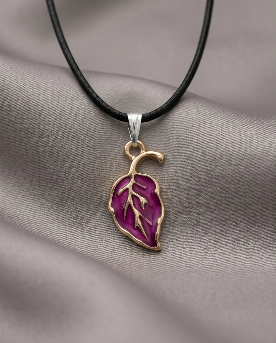 Orchid Purple Botanical Leaf Pendant