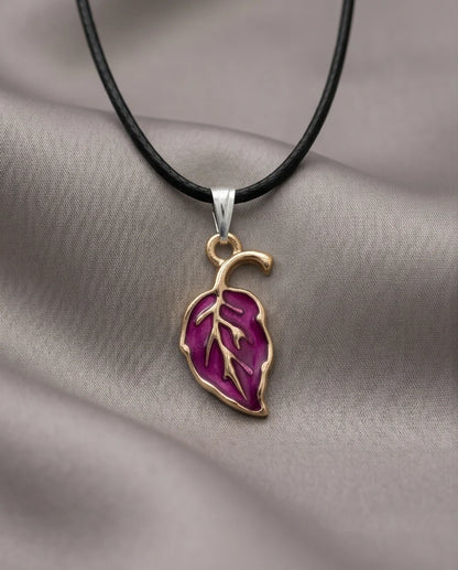 Orchid Purple Botanical Leaf Pendant
