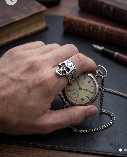 Crowned Tribal Filigree Skull Ring