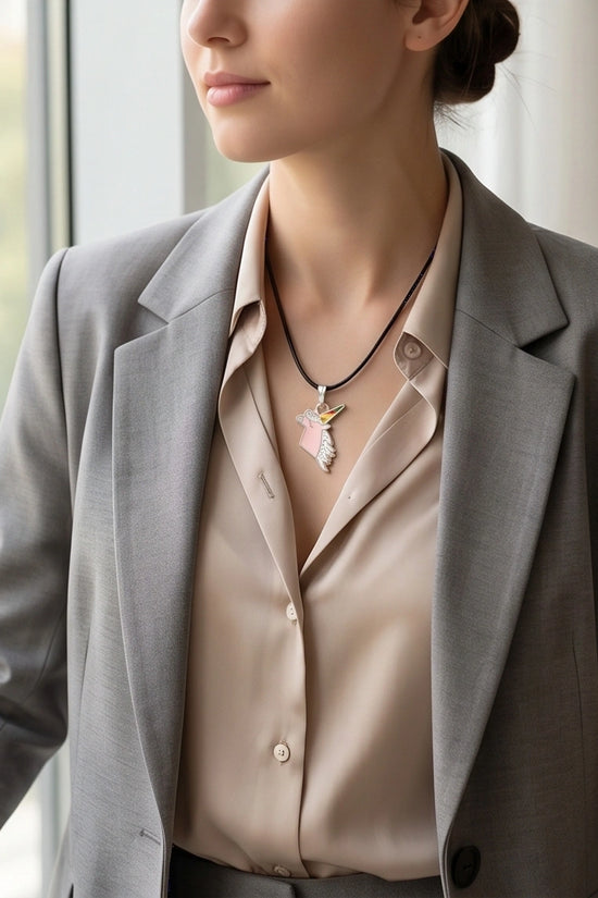 Magical Pink Unicorn Enamel Pendant Necklace
