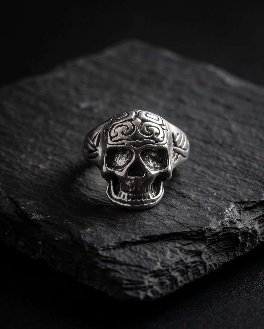Filigree Crowned Skull Ring