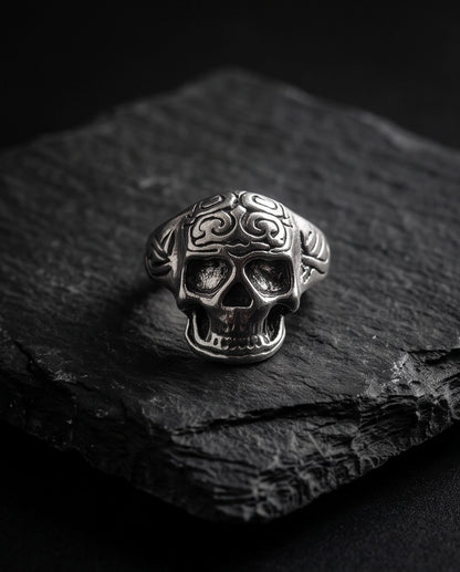 Filigree Crowned Skull Ring