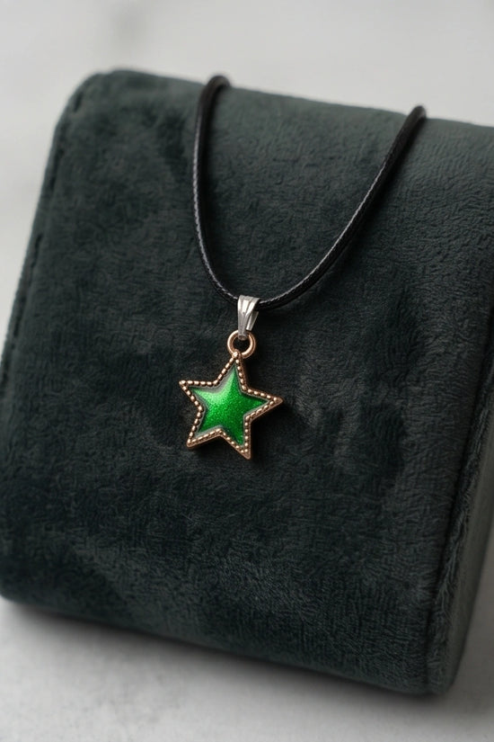 Gold and Green Star Pendant Necklace