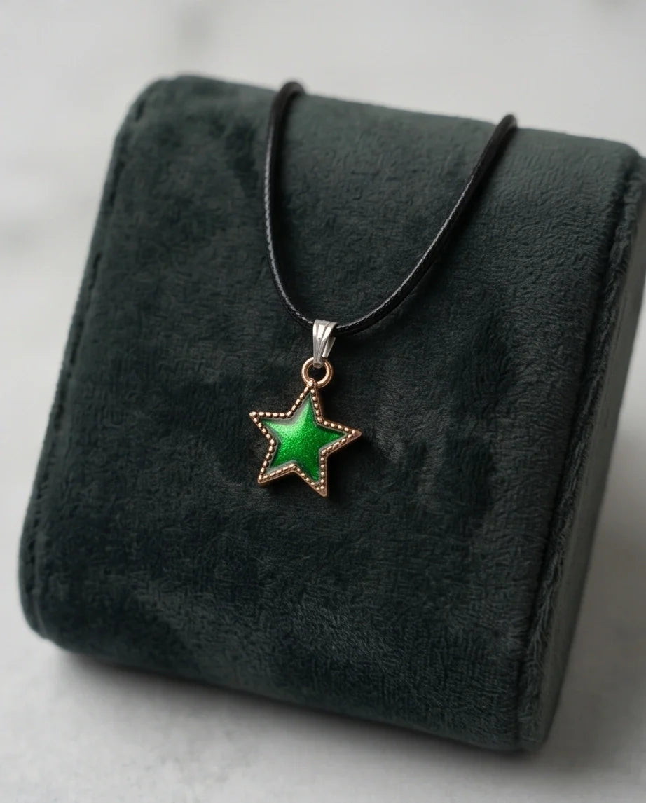Gold and Green Star Pendant Necklace