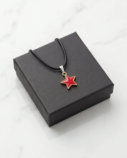 Vibrant Red Star Enamel Pendant Necklace
