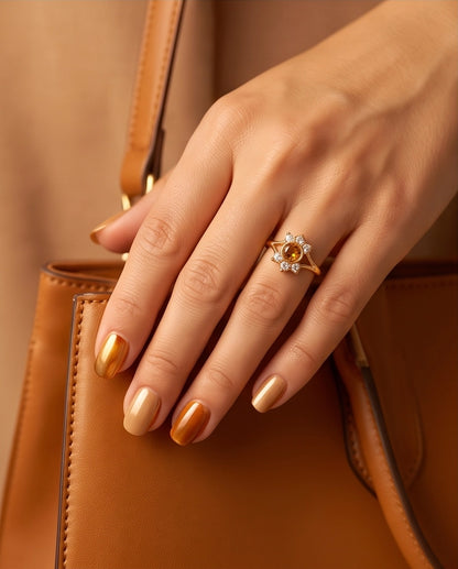 Amber Sunburst Crystal Ring