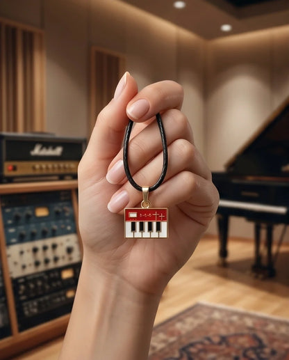 Gold and Red Synthesizer Keyboard Necklace