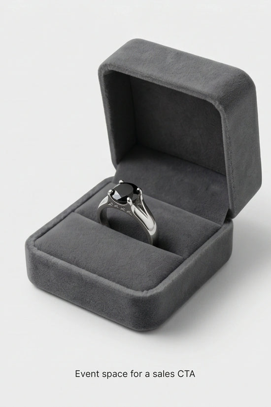 Sterling Silver Celestial Star Black Solitaire Ring