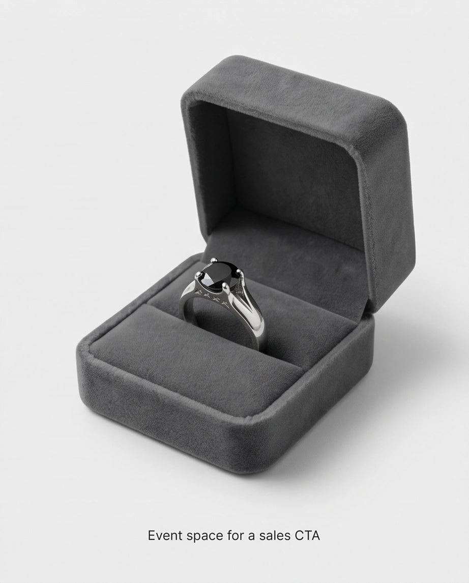 Sterling Silver Celestial Star Black Solitaire Ring