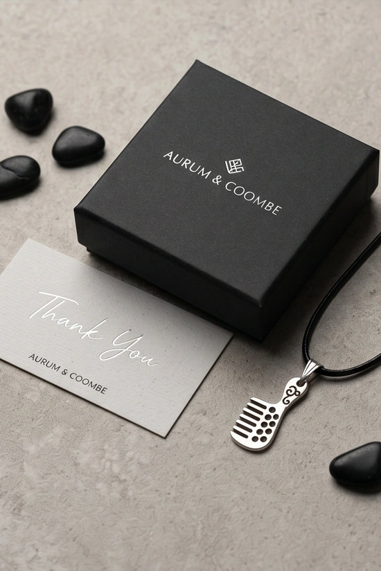Silver Hair Comb Pendant Necklace