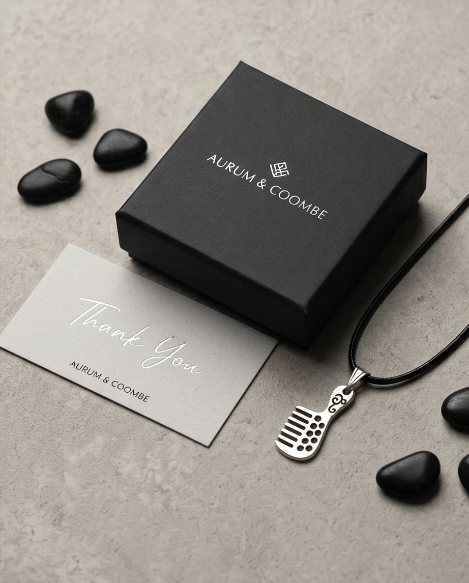 Silver Hair Comb Pendant Necklace