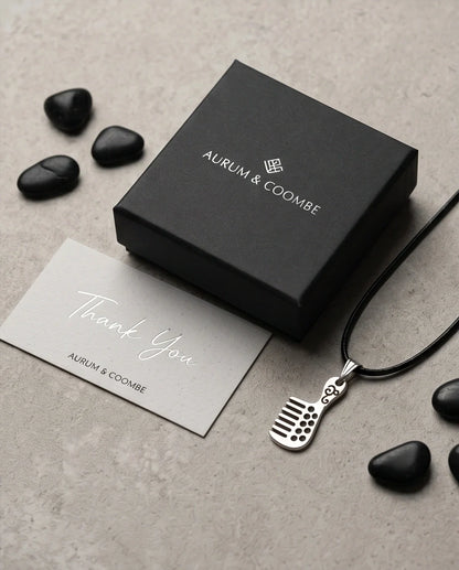 Silver Hair Comb Pendant Necklace