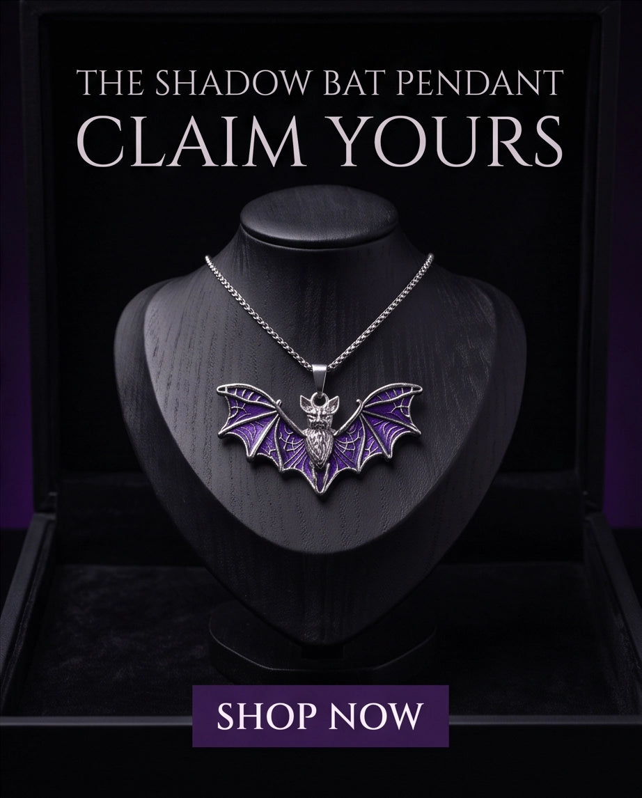 Silver Purple Enamel Flying Bat Pendant Necklace