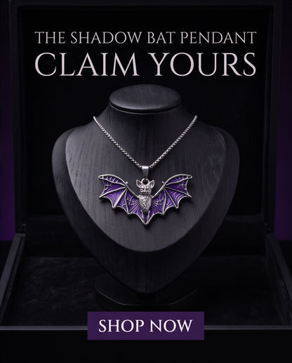 Silver Purple Enamel Flying Bat Pendant Necklace