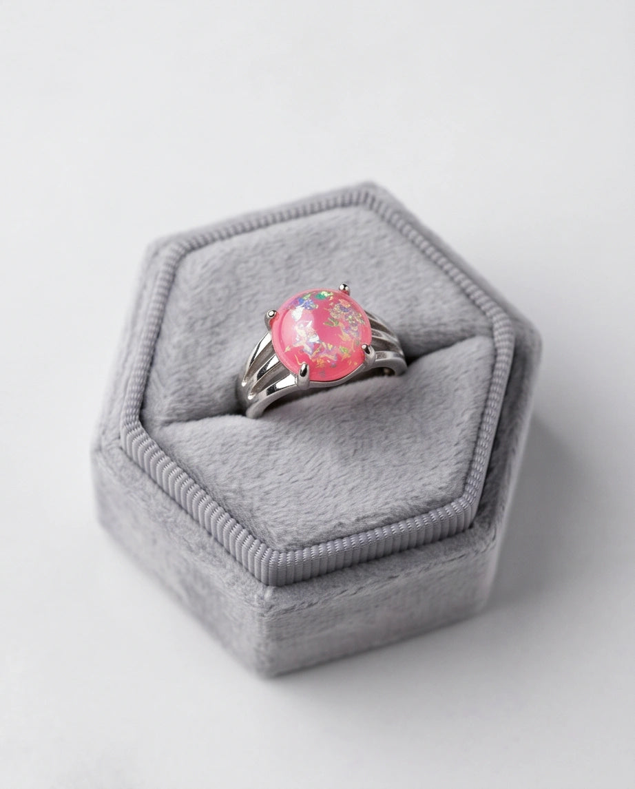 Blushing Nebula Pink Opal Ring