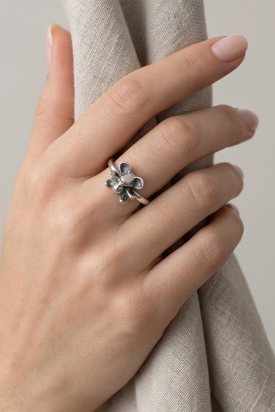 Vintage Silver Teddy Bear Statement Ring