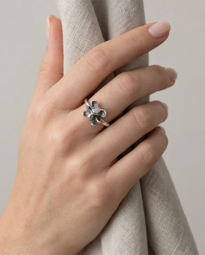 Vintage Silver Teddy Bear Statement Ring