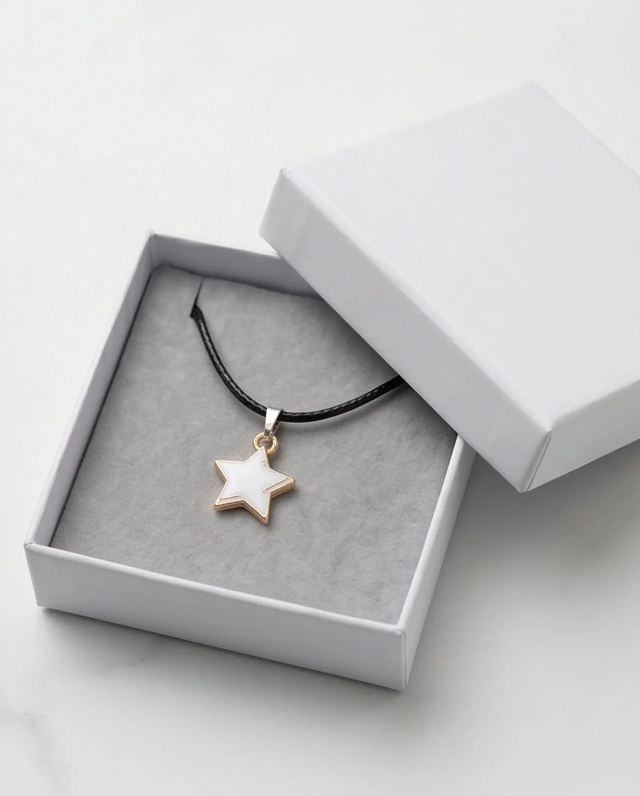 Gold and White Minimalist Star Necklace