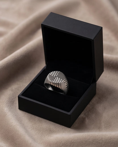 Geometric Chevron Signet Ring