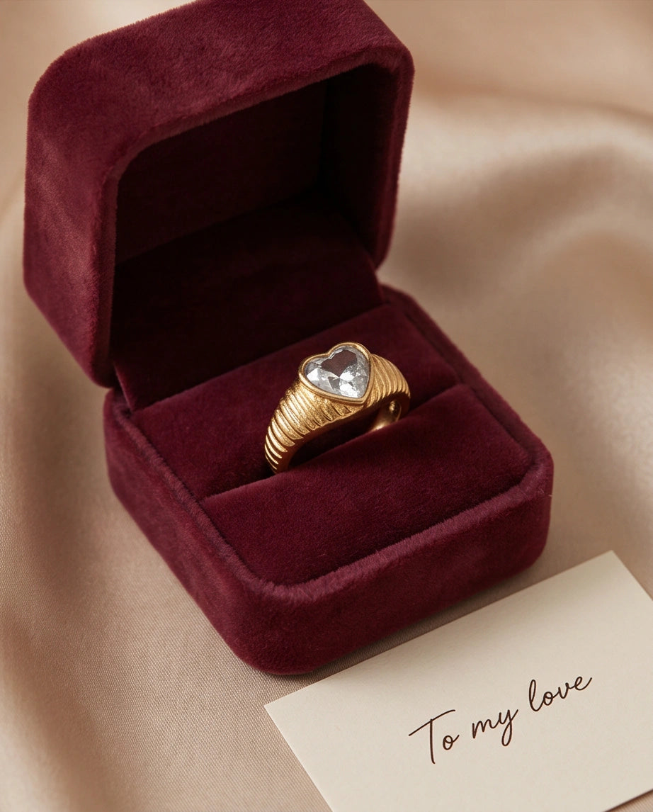 Golden Devotion Heart Signet Ring