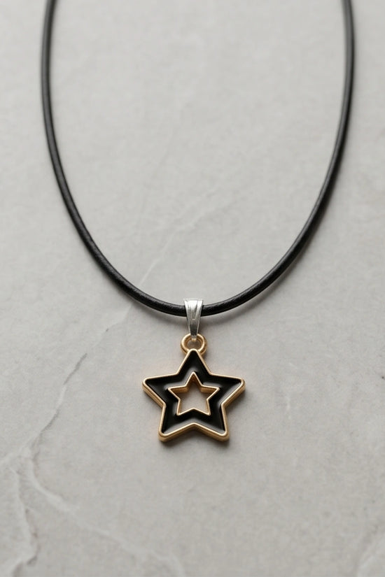 Gold and Black Layered Star Necklace