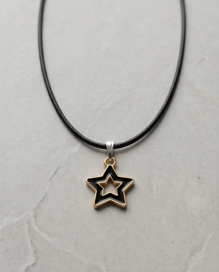 Gold and Black Layered Star Necklace
