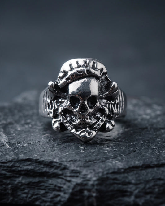 Crossbones Skull & Serpent Sculpted Ring