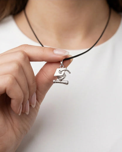 Silver Graduation Cap Pendant Necklace