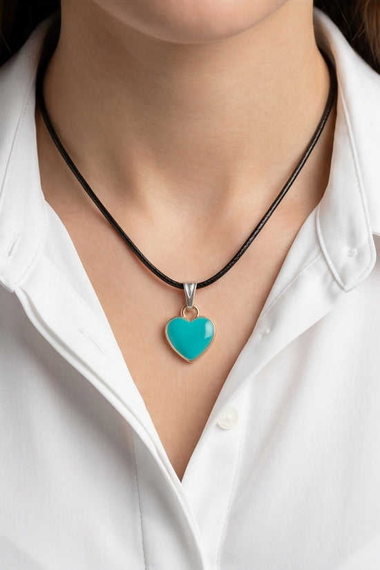 Gold and Turquoise Minimalist Heart Necklace