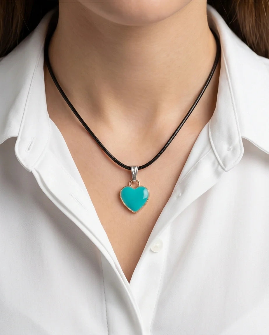 Gold and Turquoise Minimalist Heart Necklace