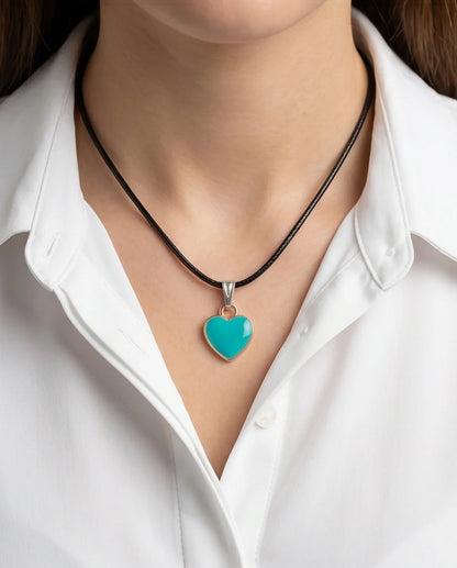 Gold and Turquoise Minimalist Heart Necklace