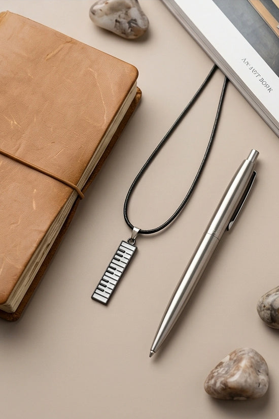Black and White Piano Key Vertical Necklace