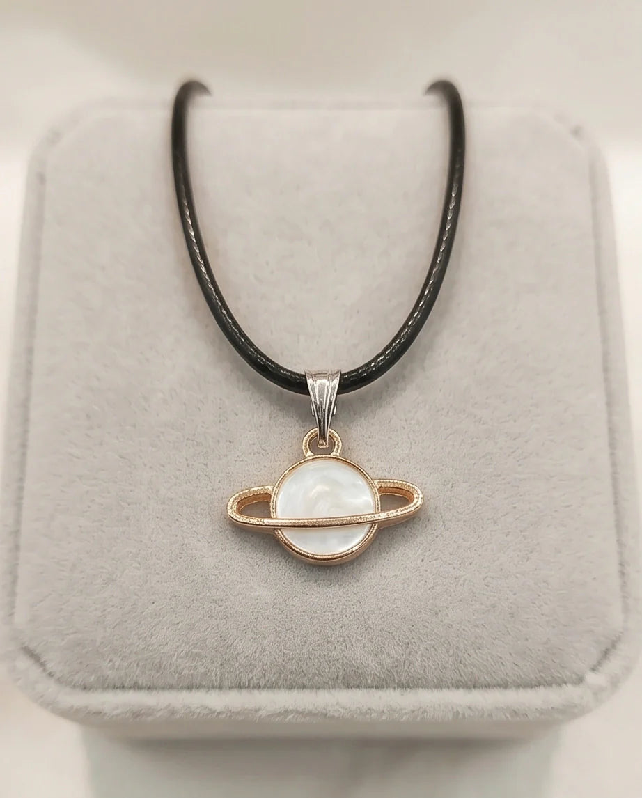 Gold and White Bow Ribbon Necklace
