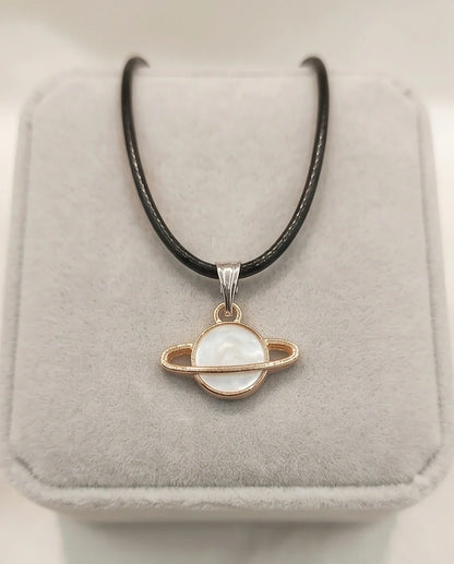 Gold and White Bow Ribbon Necklace