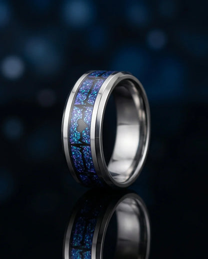 Purple Glitter Heartbeat Band Ring