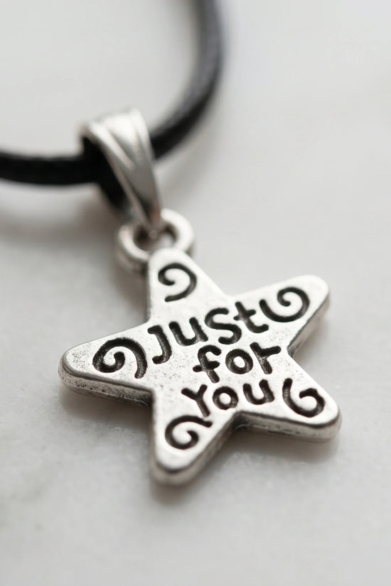 Silver "Just for You" Engraved Star Necklace
