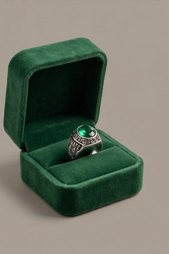 Vintage Emerald Green Military Signet Ring
