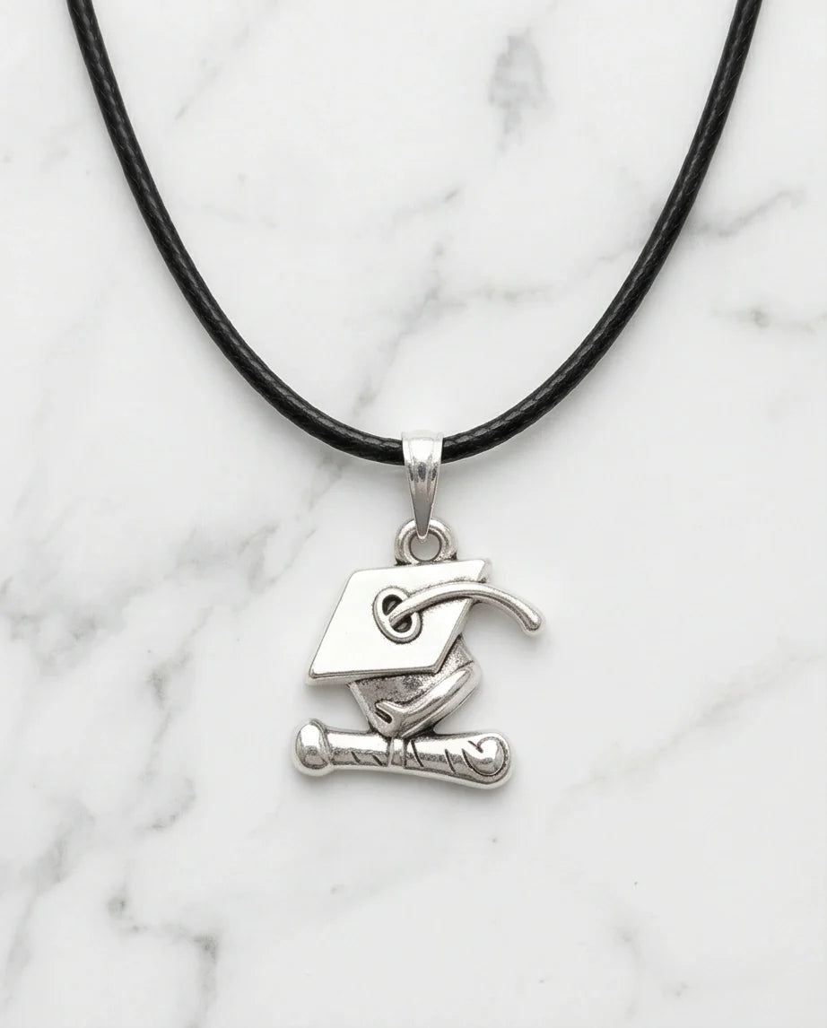 Silver Graduation Cap Pendant Necklace