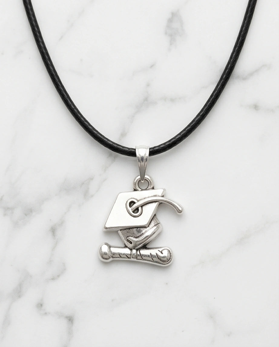 Silver Graduation Cap Pendant Necklace