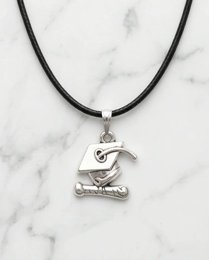 Silver Graduation Cap Pendant Necklace