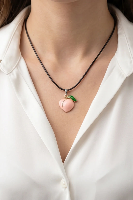 Sweet Peach Enamel Pendant Necklace